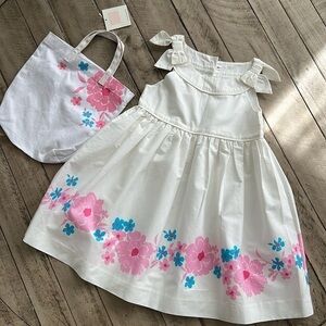 Janie and Jack vacation white dress and tote Size 2T